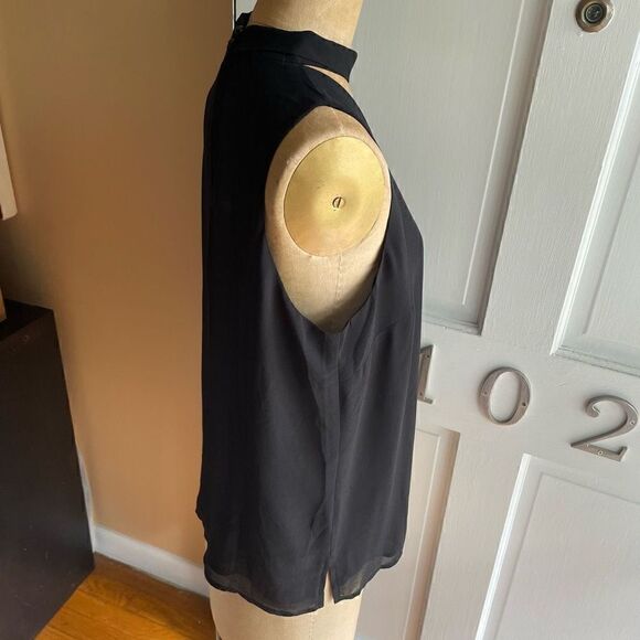 MAETTE | black sleeveless polyester keyhole back blouse M - Picture 4 of 9